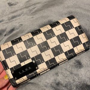 L.A.M.B. Black Checkered Leather Wallet